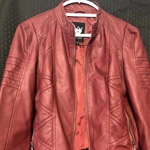 Genuine leather crimson biker style jacket!